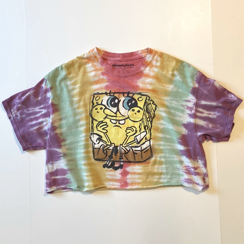 Nickelodeon Spongebob Squarepants Tie Dye Crop Shirt Size S/M